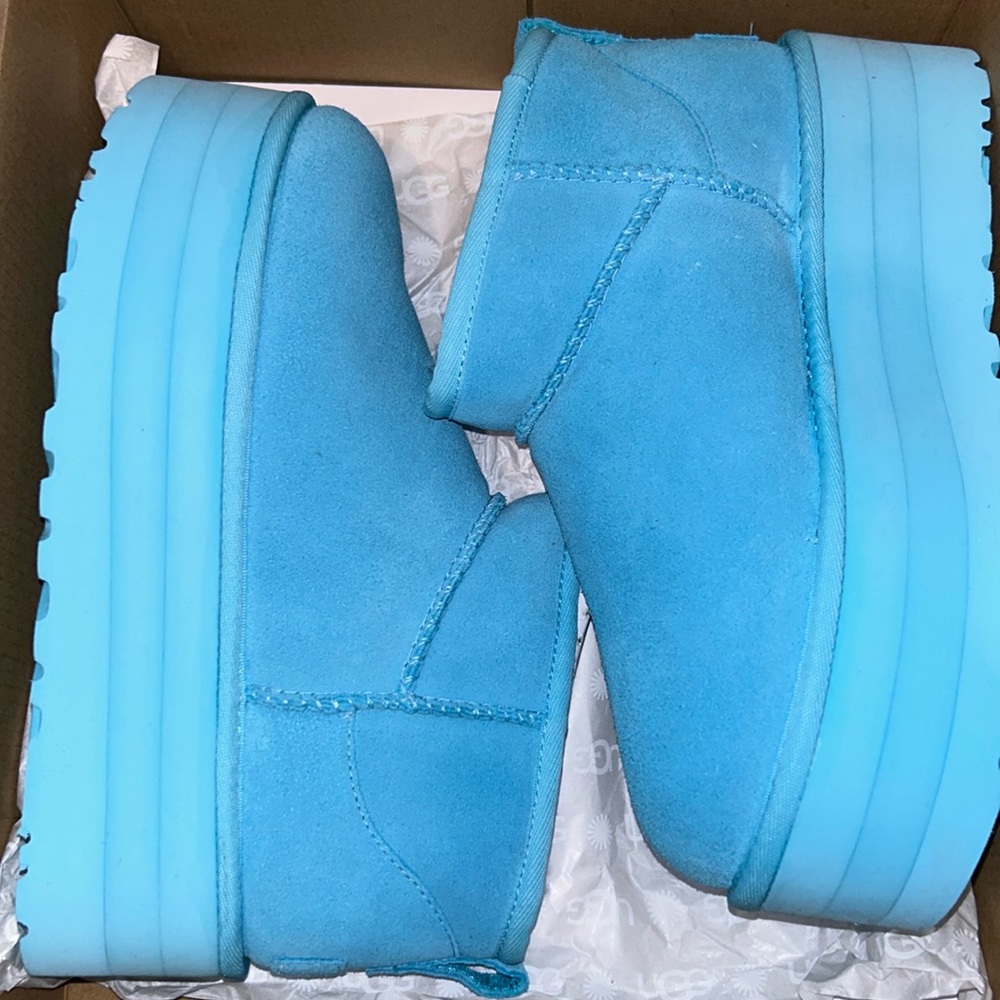 Sky blue baby blue classic ultra mini platform UGG’s